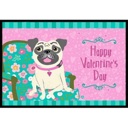 Carolines Treasures Carolines Treasures VHA3002JMAT Happy Valentines Day Pug Indoor or Outdoor Mat; 24 x 36 VHA3002JMAT